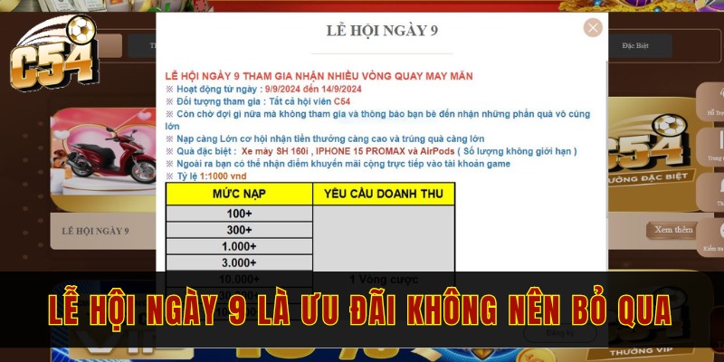 Lễ hội ngày 9 là một ưu đãi không nên bỏ qua